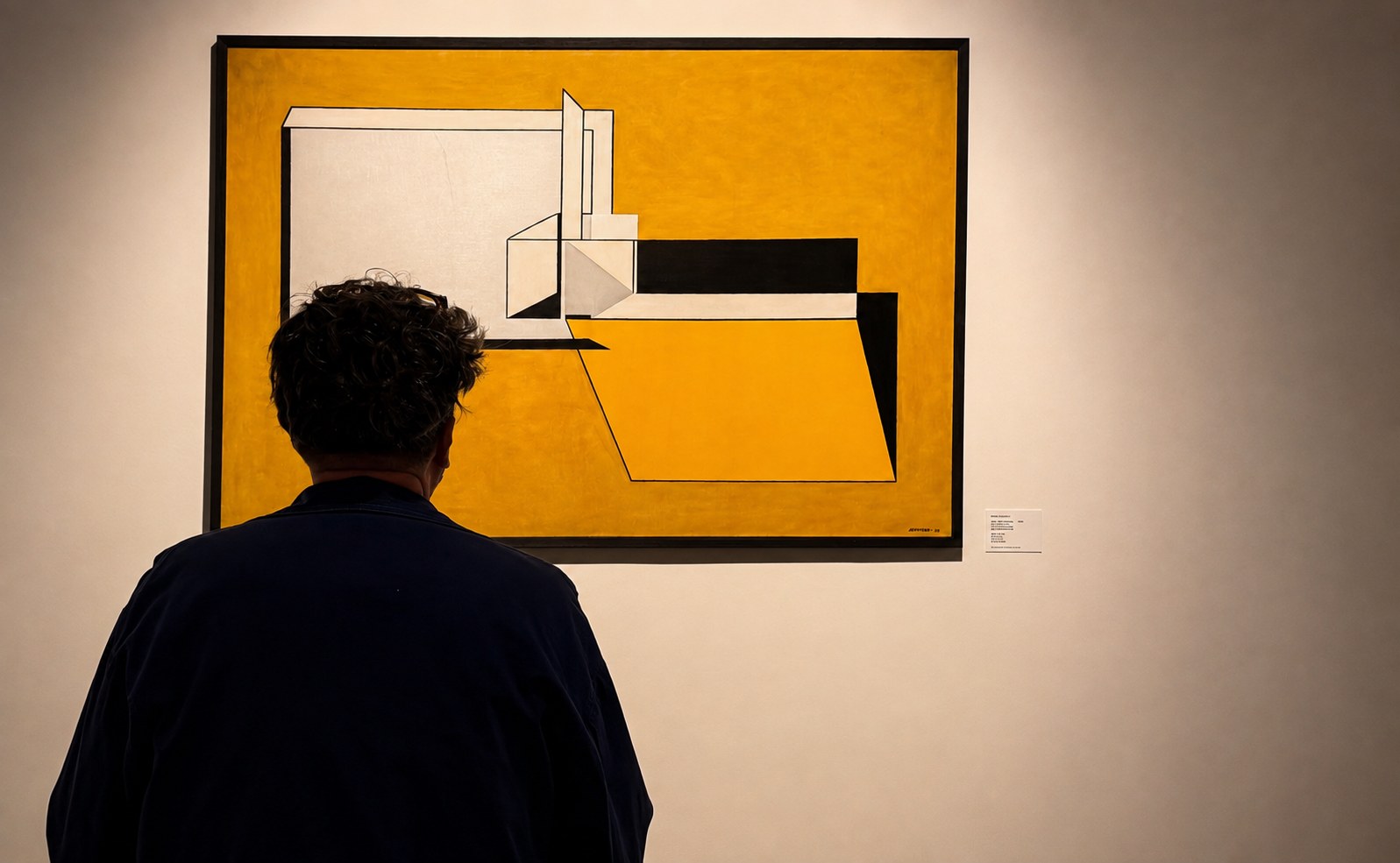 Patrick Lowie devant une œuvre